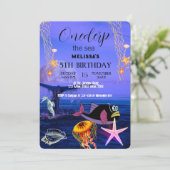 Invitation d'anniversaire Animaux Marins Aquarelle (Debout devant)