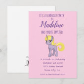 Invitation d'anniversaire Animé Licorne Rose (Devant / Derrière)