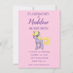 Invitation d'anniversaire Animé Licorne Rose