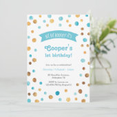 Invitation d'anniversaire | Aqua Bleu et confetti (Debout devant)