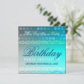 Invitation d'anniversaire Aqua Blue Funky Dance Pa (Debout devant)