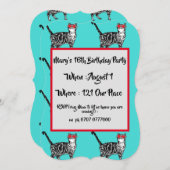 Invitation d'anniversaire Aqua Cat pour adolescent (Devant / Derrière)