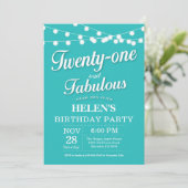 Invitation d'anniversaire Aqua Turquoise Fabulous (Debout devant)