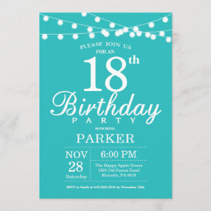 Invitation d'anniversaire Aqua Turquoise Turquoise