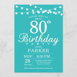 Invitation d'anniversaire Aqua Turquoise Turquoise