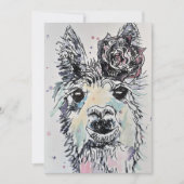Invitation d'anniversaire aquarelle Alpacca Lama A (Devant)