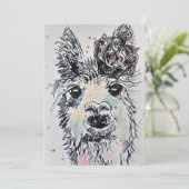 Invitation d'anniversaire aquarelle Alpacca Llama  (Debout devant)