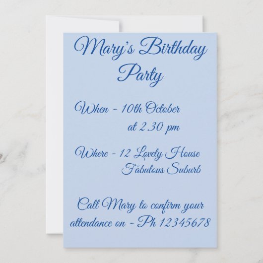 Invitation d'anniversaire aquarelle Alpacca Llama  (Dos)