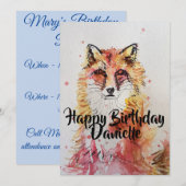 Invitation d'anniversaire aquarelle artistique ren (Devant / Derrière)