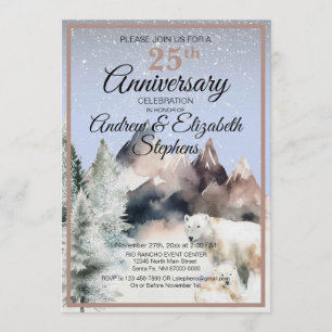 Invitation d'anniversaire aquarelle Forêt d'hiver