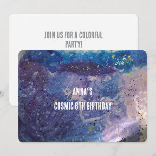 Invitation d'anniversaire aquarelle Galaxie Cosmiq