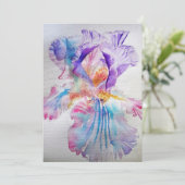 Invitation d'anniversaire aquarelle Iris Rose Viol (Debout devant)