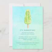 Invitation d'anniversaire aquarelle Popsicle d'été (Devant)