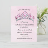 Invitation d'anniversaire aquarelle Princesse Rose (Debout devant)