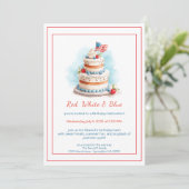 Invitation d'anniversaire aquarelle rouge blanc et (Debout devant)