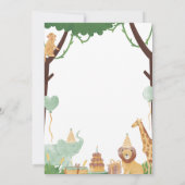 Invitation d'anniversaire aquarelle Safari aux ani (Dos)