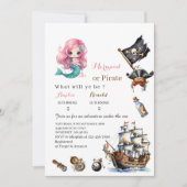 Invitation d'anniversaire aquarelle sirène et pira (Devant)