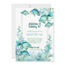 Invitation d'anniversaire aquarelle sous la mer