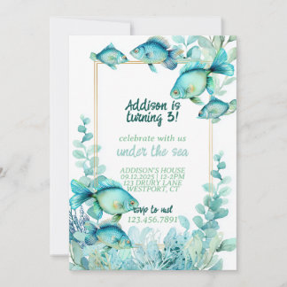 Invitation d'anniversaire aquarelle sous la mer
