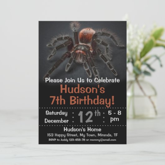 invitation d'anniversaire araignée (Debout devant)