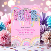 Invitation d'anniversaire arc-en-ciel 4 ans