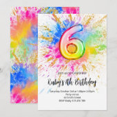 Invitation d'anniversaire arc-en-ciel 6 ans (Devant / Derrière)
