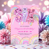 Invitation d'anniversaire arc-en-ciel 6 ans