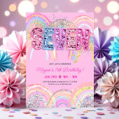 Invitation d'anniversaire arc-en-ciel 7 ans