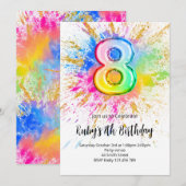 Invitation d'anniversaire arc-en-ciel 8 ans (Devant / Derrière)