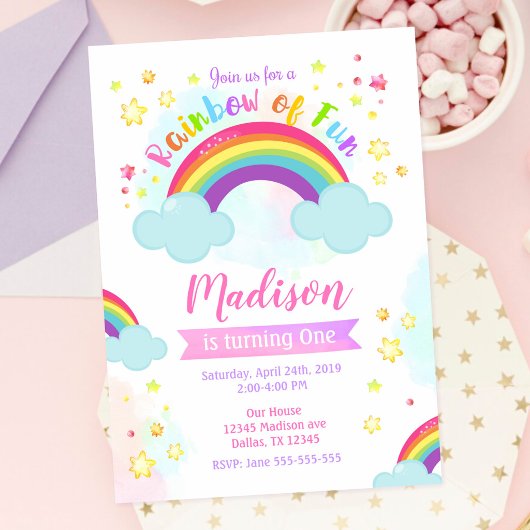 Invitation d'anniversaire Arc-en-ciel, Arc-en-ciel