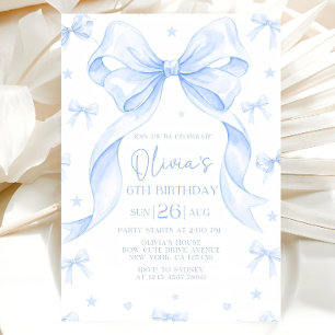 Invitation d'anniversaire Arc-en-ciel Bleu, Fille