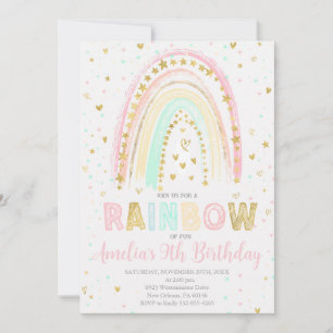 Invitation d'anniversaire arc-en-ciel coloré, Arc-