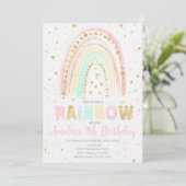 Invitation d'anniversaire arc-en-ciel coloré, Arc- (Debout devant)