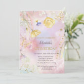 Invitation d'anniversaire Arc-en-ciel de fleurs sa (Debout devant)