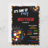 Invitation d'anniversaire arc-en-ciel de Rubik (Devant)