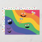 Invitation d'anniversaire arc-en-ciel des amis de (Devant / Derrière)