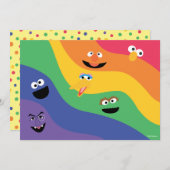 Invitation d'anniversaire arc-en-ciel des amis de  (Devant / Derrière)