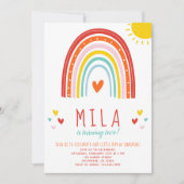 Invitation d'anniversaire arc-en-ciel et soleil (Devant)