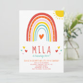 Invitation d'anniversaire arc-en-ciel et soleil (Debout devant)
