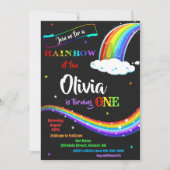Invitation d'anniversaire arc-en-ciel Fête d'arc-e (Devant)