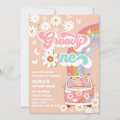 Invitation d'anniversaire arc-en-ciel hippie groov (Devant)