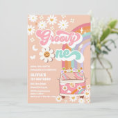 Invitation d'anniversaire arc-en-ciel hippie groov (Debout devant)