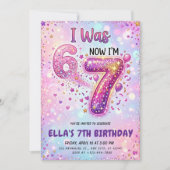 Invitation d'anniversaire arc-en-ciel J'avais 6 an (Devant)