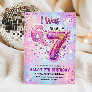 Invitation d'anniversaire arc-en-ciel J'avais 6 an