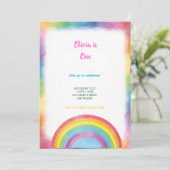 invitation d'anniversaire arc-en-ciel multicolore  (Debout devant)
