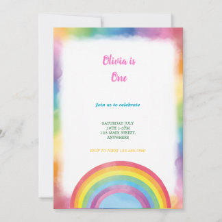 invitation d'anniversaire arc-en-ciel multicolore