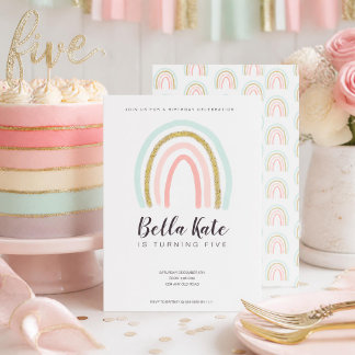 Invitation d'anniversaire Arc-en-ciel Pastel | Fêt