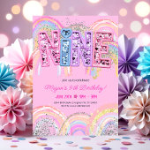 Invitation d'anniversaire arc-en-ciel pour 9 ans