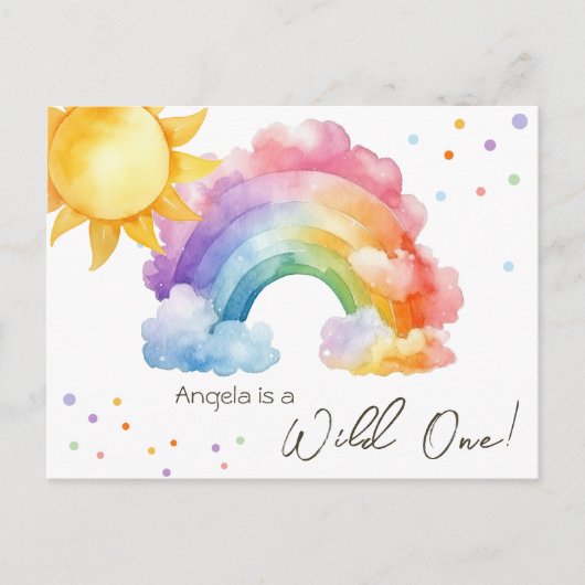 Invitation d'anniversaire arc-en-ciel pour enfants (Devant)