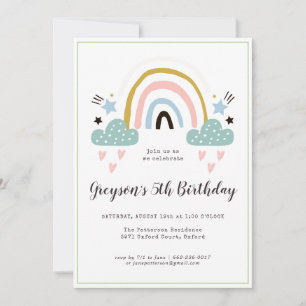 Invitation d'anniversaire arc-en-ciel pour enfants